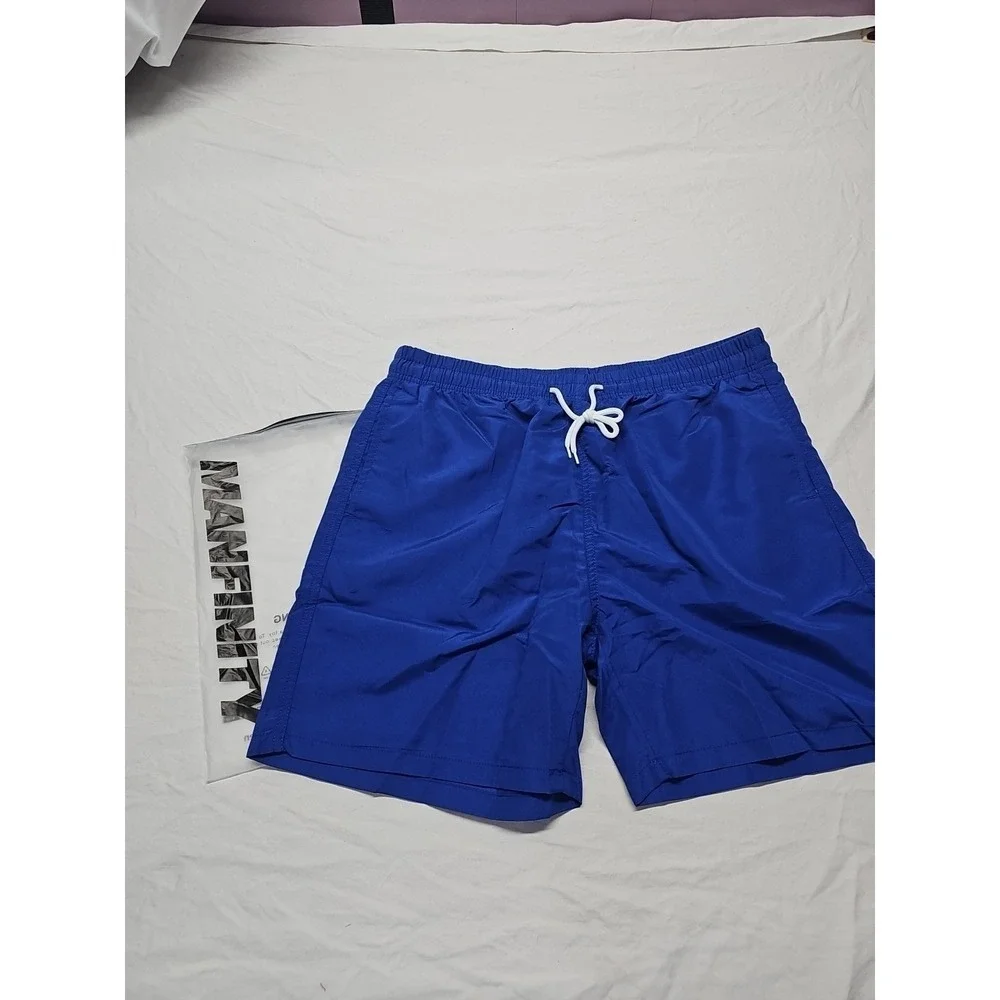 Manfinity Mens Blue Drawstring Swim Trunks Pockets Bottoms Size‎ Xl